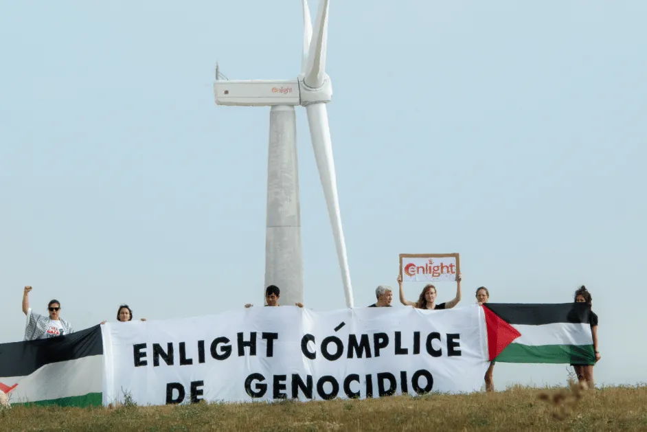 Protestors at the 331MW Gecama wind farm in Spain, which Israeli developer Enlight wants to turn into a major hybrid power complex.