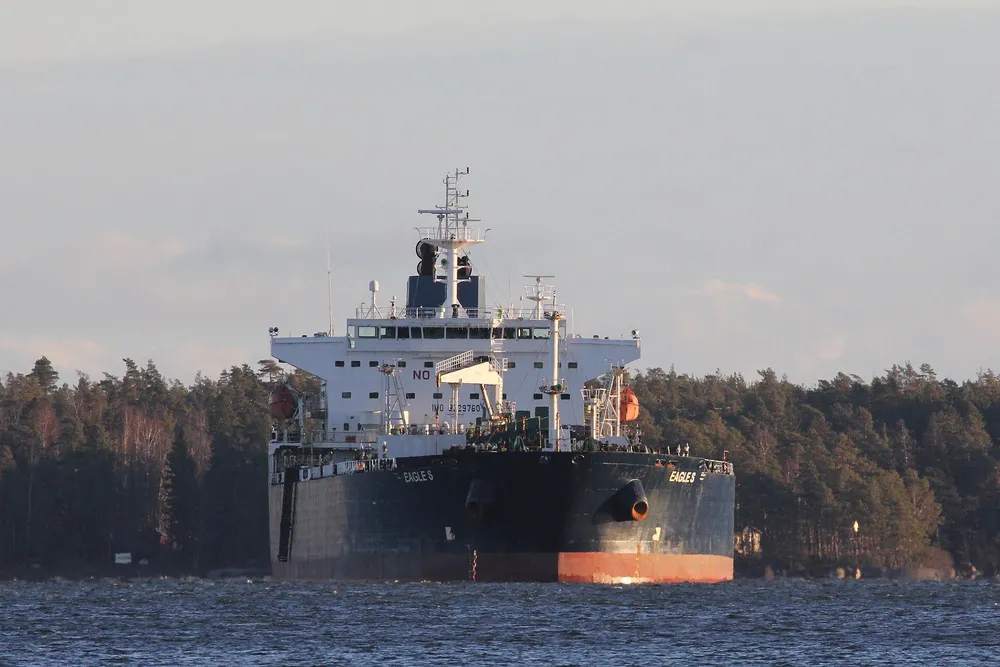 The crude oil tanker Eagle S, which was suspected to have damaged an subsea power cable between Finland and Estonia on Christmas Day last year.