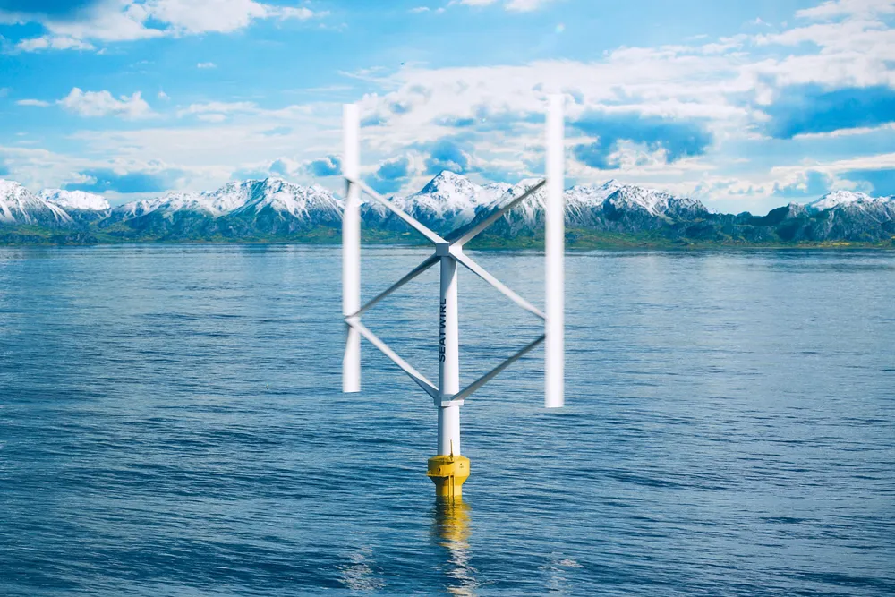 A twin-blade version of SeaTwirl's vertical axis floating wind turbine will be used for a 2MW demonstrator project