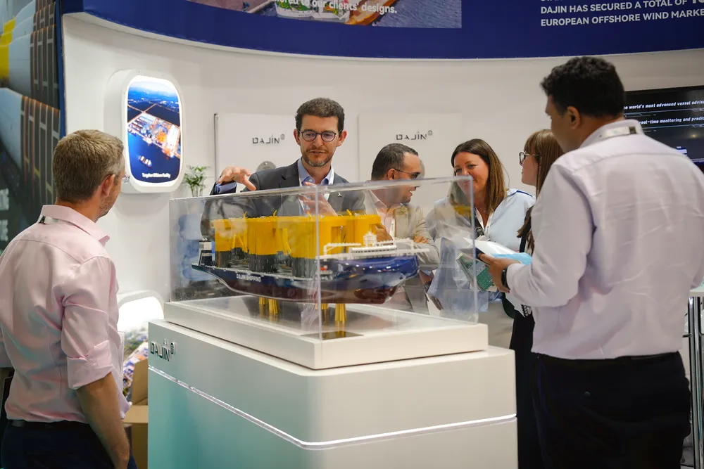 Carlos Martin (pictured centre), general manager of Dajin Heavy Industry's floating wind arm. during the Global Offshore WInd event in London,
