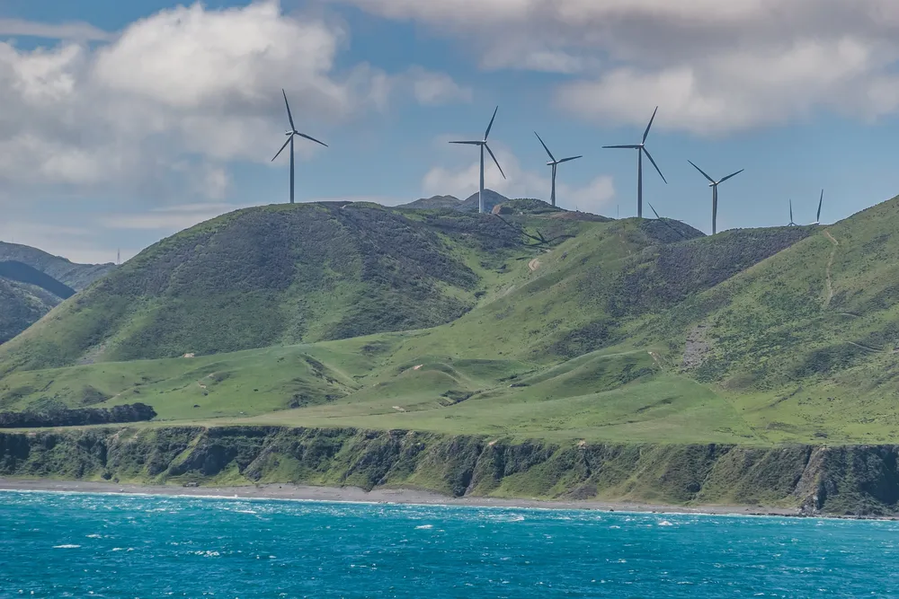 The West Wind Farm Makara in Wellington on New Zealand's North Island