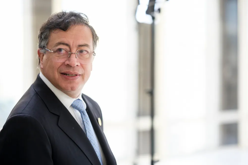 President of Colombia Gustavo Petro at of the Global Gateway Forum 2025 in Brussels
